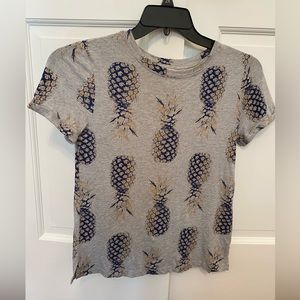 Anthropologie Pineapple Cuffed Short Sleeve Tee